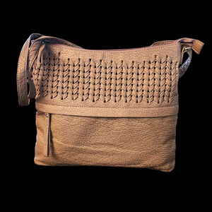 Marc Fisher tan soft faux leather shoulder crossbody bag